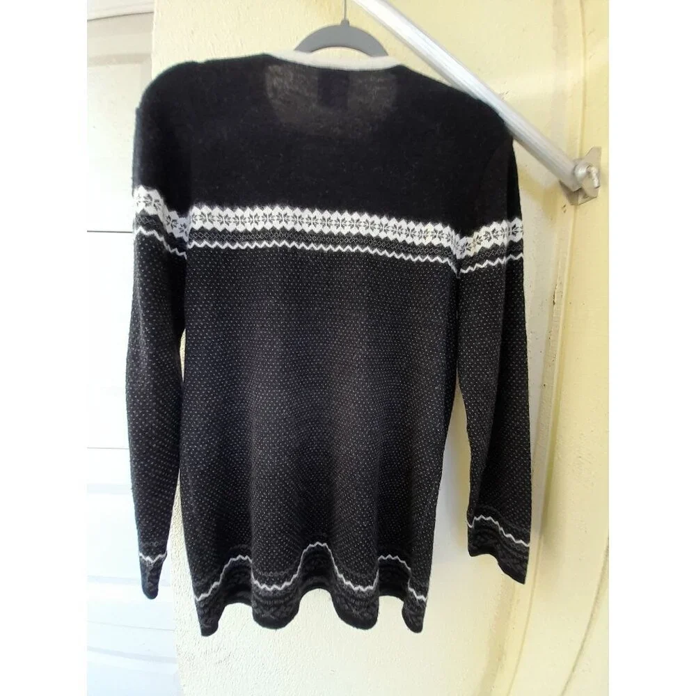 Vtg Womens Small Fair Isle Nordic Snowflake Holiday Wool Angora Soft  Sweater